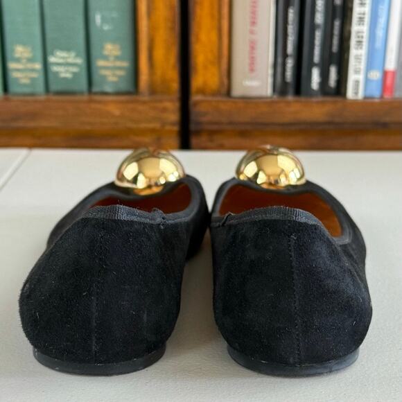 Kate Spade Black "York" Suede Gold Accent Ballet Flats Sz 9.5 MSRP $198 - Picture 5 of 7
